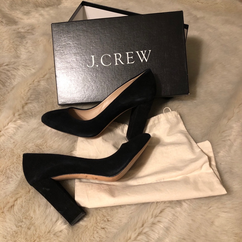 EUC J. Crew Etta Suede Pumps Black 9 Made in Italy
